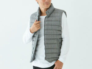 ゼニアオーダーメイドダウンベストとフルオーダーTシャツのコーディネート